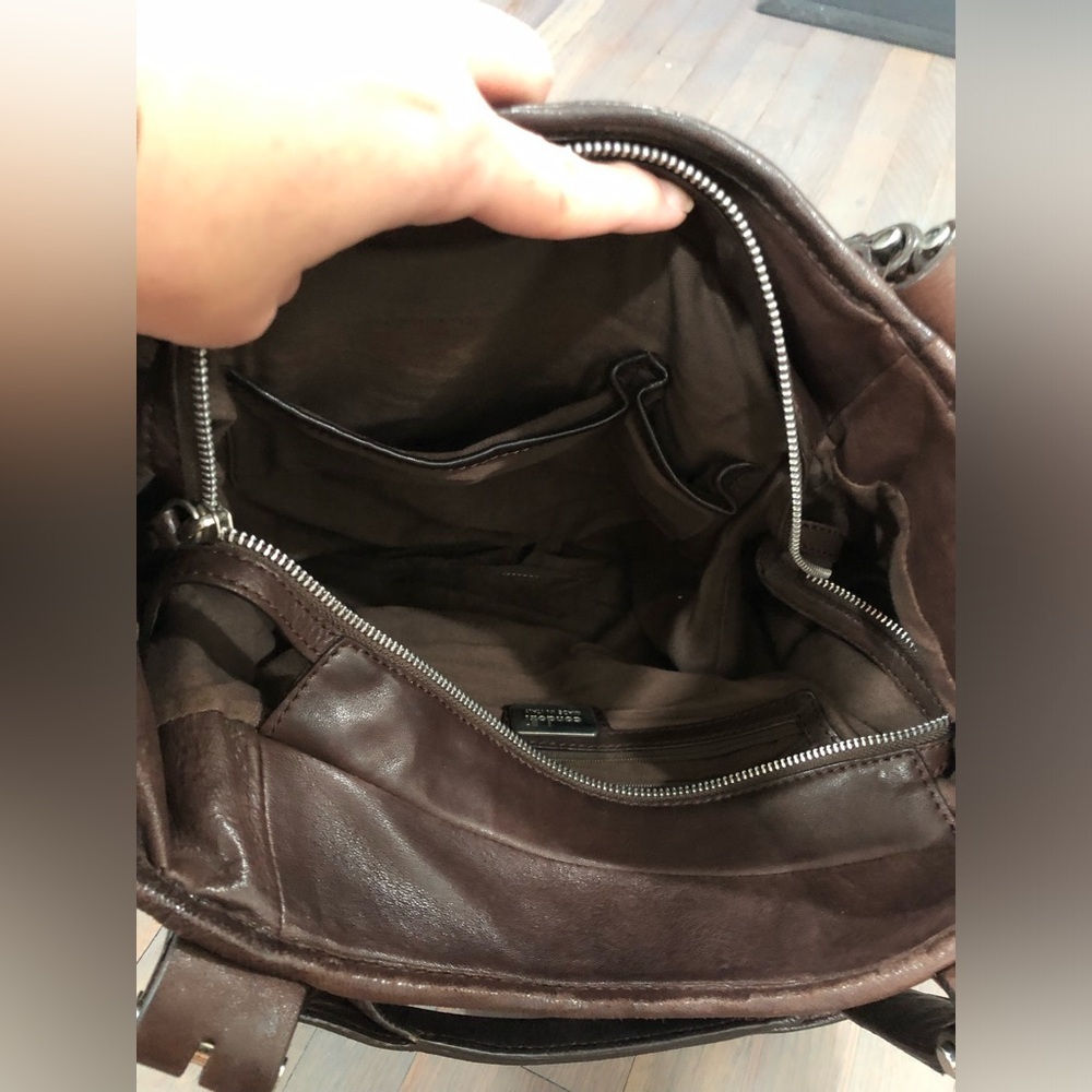 Condotti Italian Leather Handwoven Tote - Dark Brown, Large - Picture 7 of 10